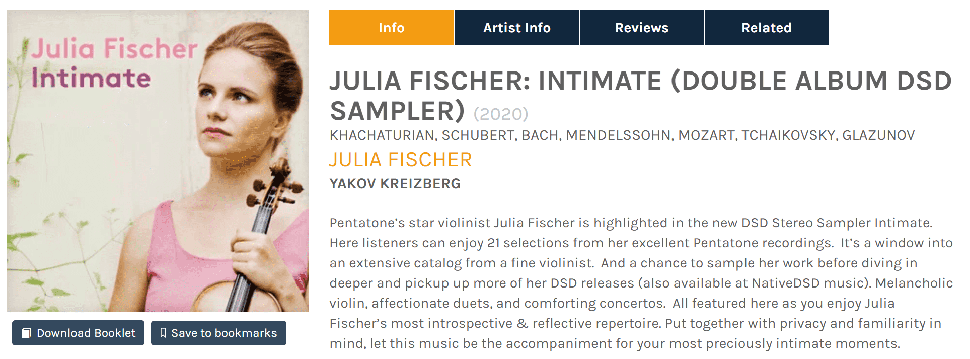 JULIA FISCHER INTIMATE (DOUBLE ALBUM DSD SAMPLER)